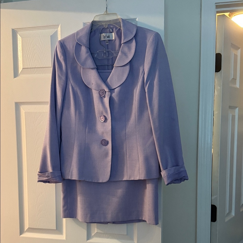 Le Suit Lavender Blazer and Skirt Set